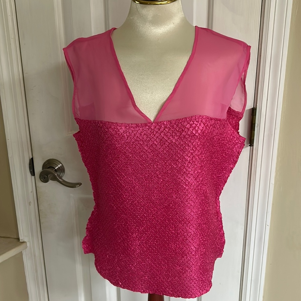 NWT pink top by Pleats Collection Sz XL